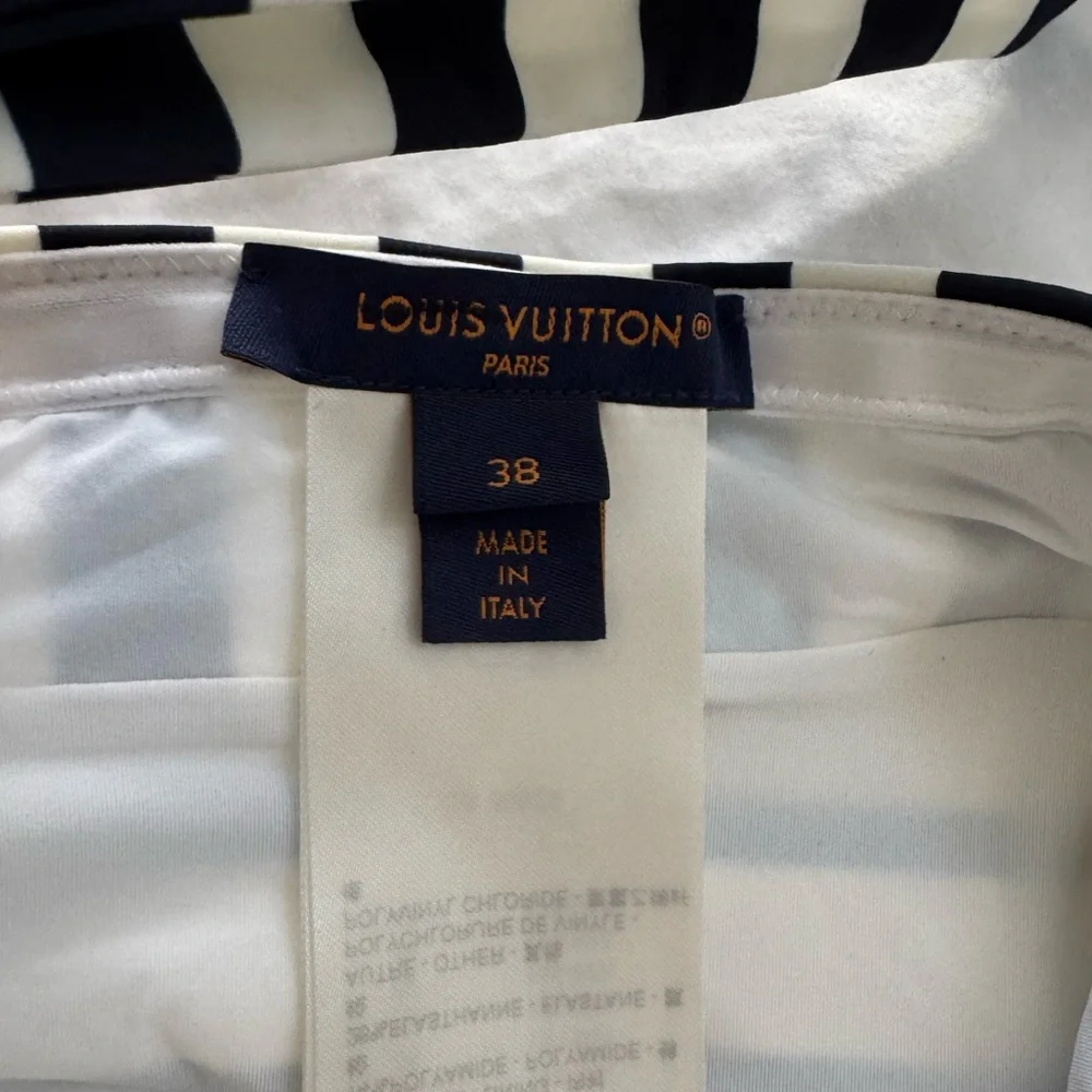 Louis Vuitton Navy White Nautical Striped Bandeau Bikini Top Sz 38